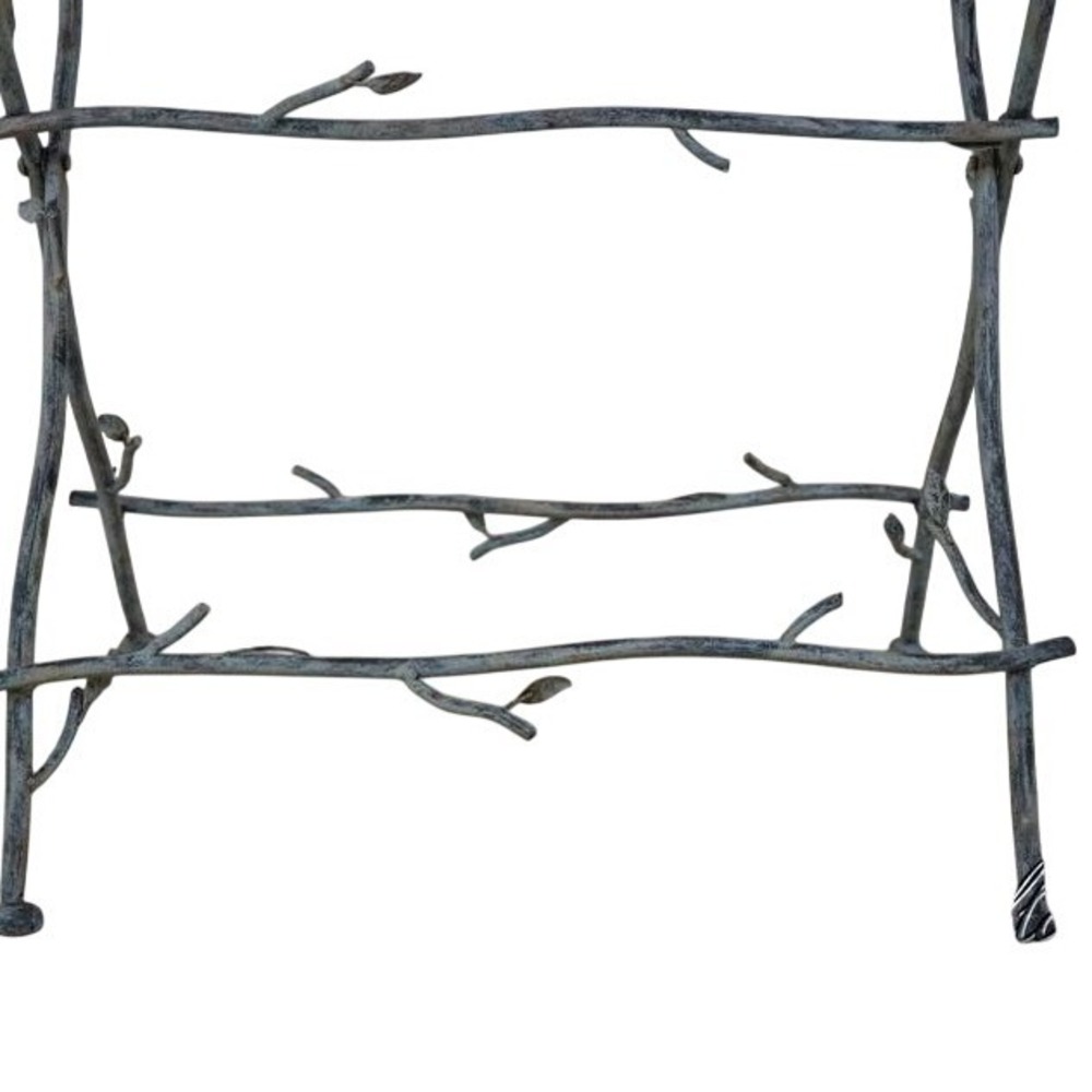 Vintage Wrought Iron Twig Side Table Garden Stand Gray Brown Bird Accents - Picture 4 of 6